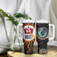 Wadjet Fiery Serpent Tumbler With Handle Egyptian Ankh Symbol in Dark Flame Protector Theme
