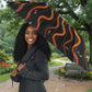 Wadjet Fiery Serpent Umbrella Egyptian Ankh Symbol in Dark Flame Protector Theme