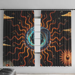 Wadjet Fiery Serpent Window Curtain Egyptian Ankh Symbol in Dark Flame Protector Theme