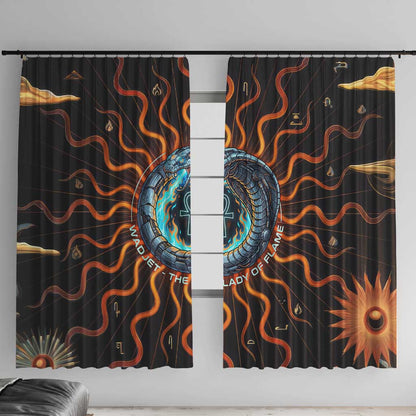 Wadjet Fiery Serpent Window Curtain Egyptian Ankh Symbol in Dark Flame Protector Theme