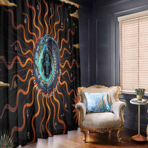 Wadjet Fiery Serpent Window Curtain Egyptian Ankh Symbol in Dark Flame Protector Theme