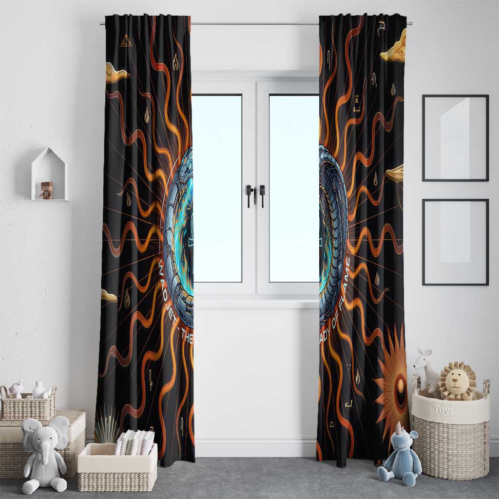 Wadjet Fiery Serpent Window Curtain Egyptian Ankh Symbol in Dark Flame Protector Theme