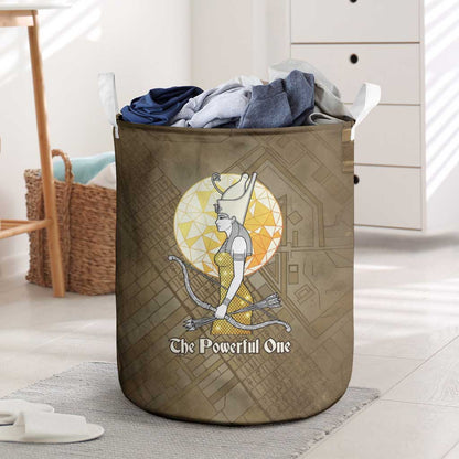 Wosret Egyptian Laundry Basket with Golden Scepter and Archer Motif in Ancient Protector