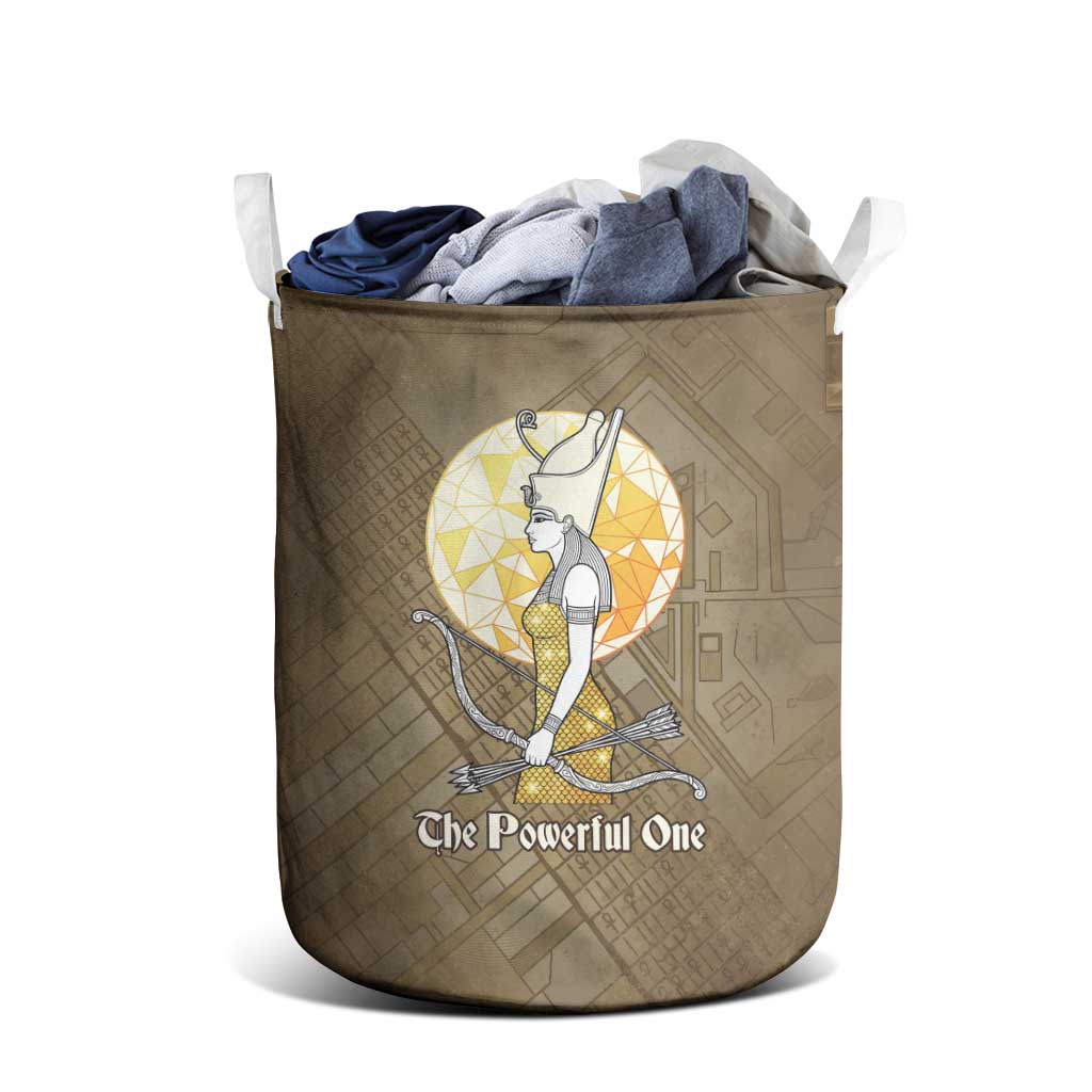Wosret Egyptian Laundry Basket with Golden Scepter and Archer Motif in Ancient Protector