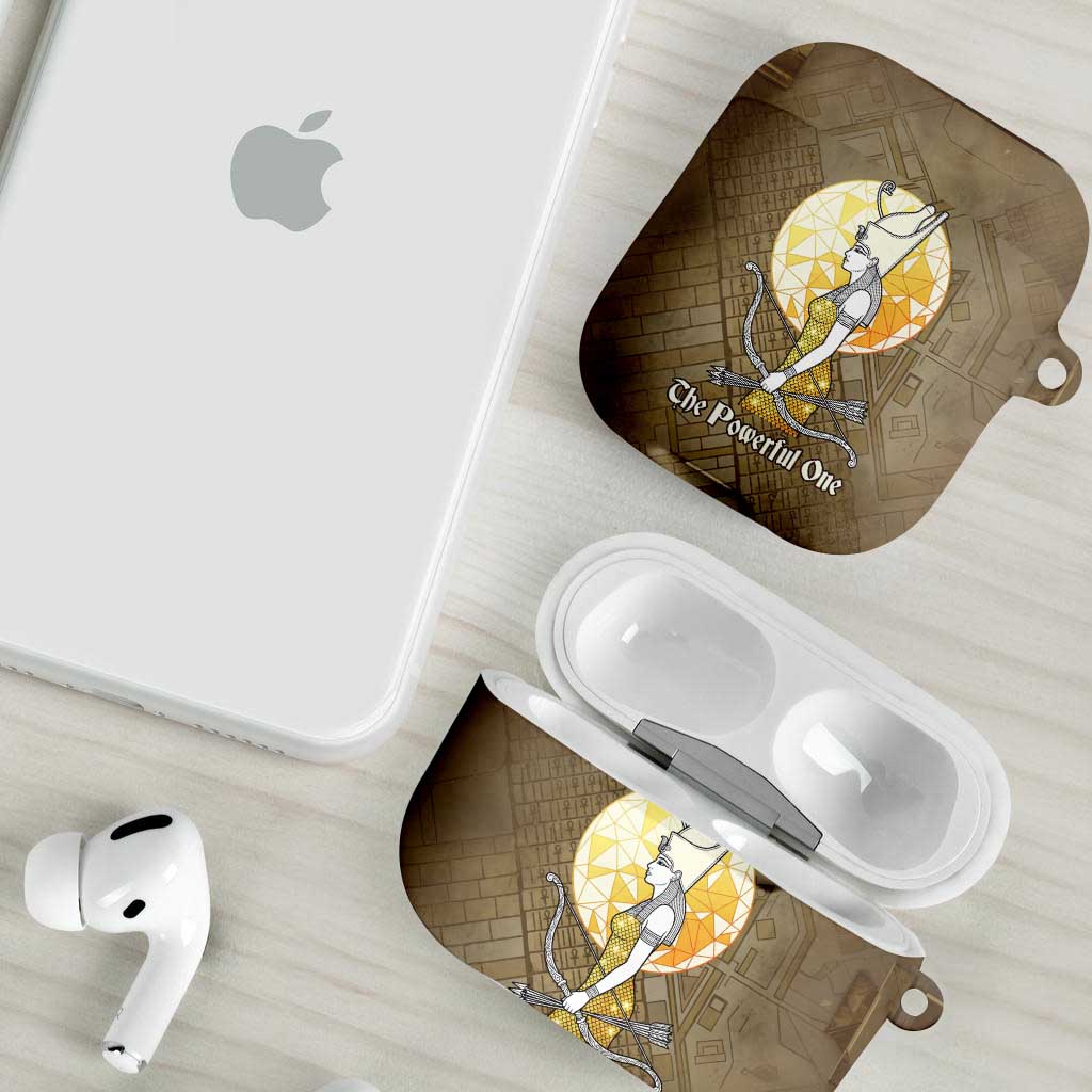 Wosret Egyptian AirPods Case with Golden Scepter and Archer Motif in Ancient Protector