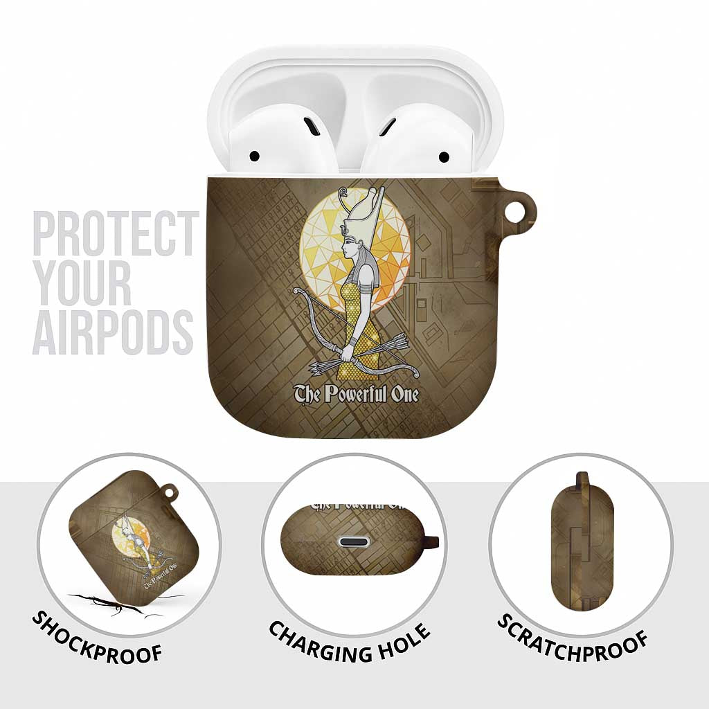 Wosret Egyptian AirPods Case with Golden Scepter and Archer Motif in Ancient Protector