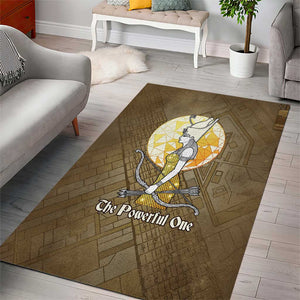 Wosret Egyptian Area Rug with Golden Scepter and Archer Motif in Ancient Protector