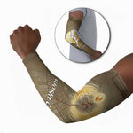 Wosret Egyptian Arm Sleeves with Golden Scepter and Archer Motif in Ancient Protector