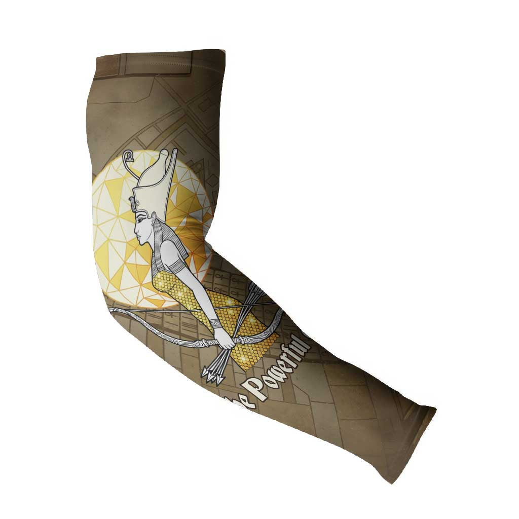 Wosret Egyptian Arm Sleeves with Golden Scepter and Archer Motif in Ancient Protector