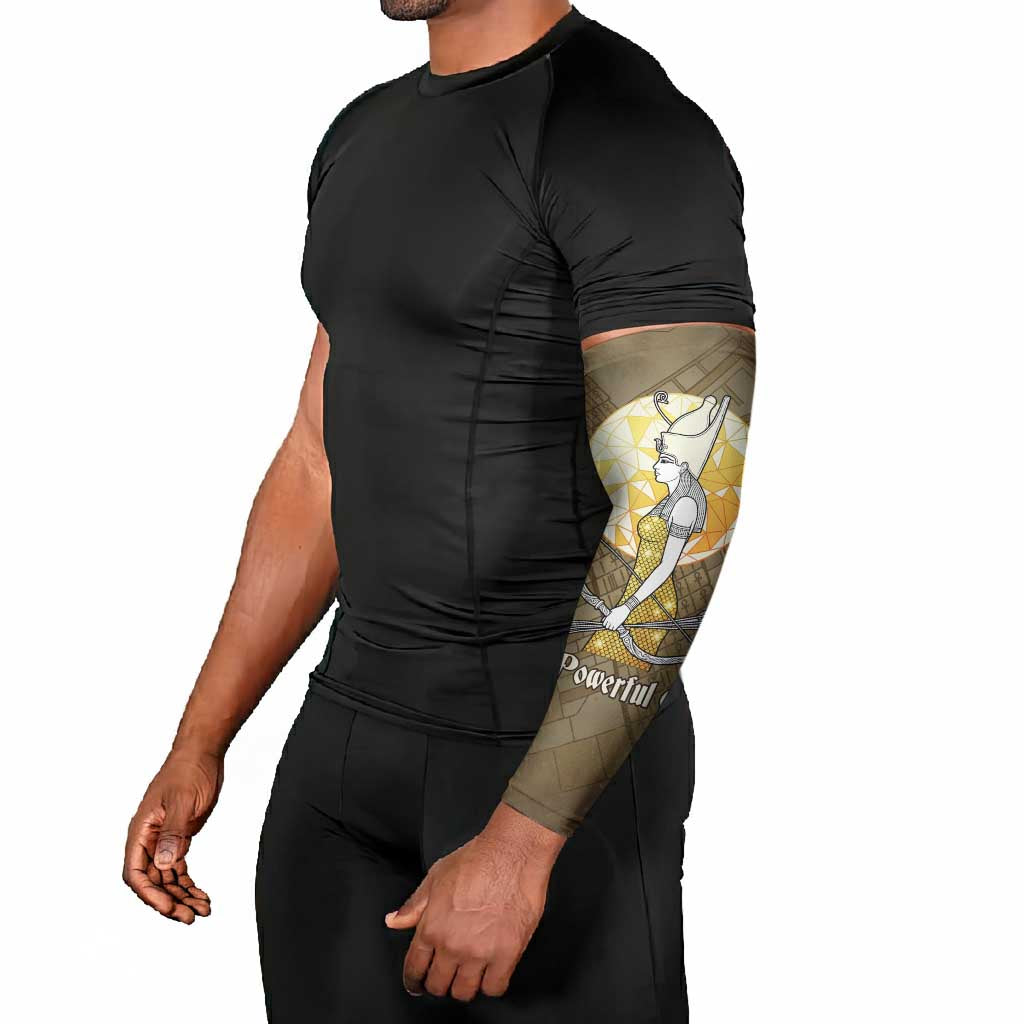 Wosret Egyptian Arm Sleeves with Golden Scepter and Archer Motif in Ancient Protector