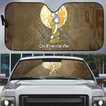 Wosret Egyptian Auto Sun Shade with Golden Scepter and Archer Motif in Ancient Protector