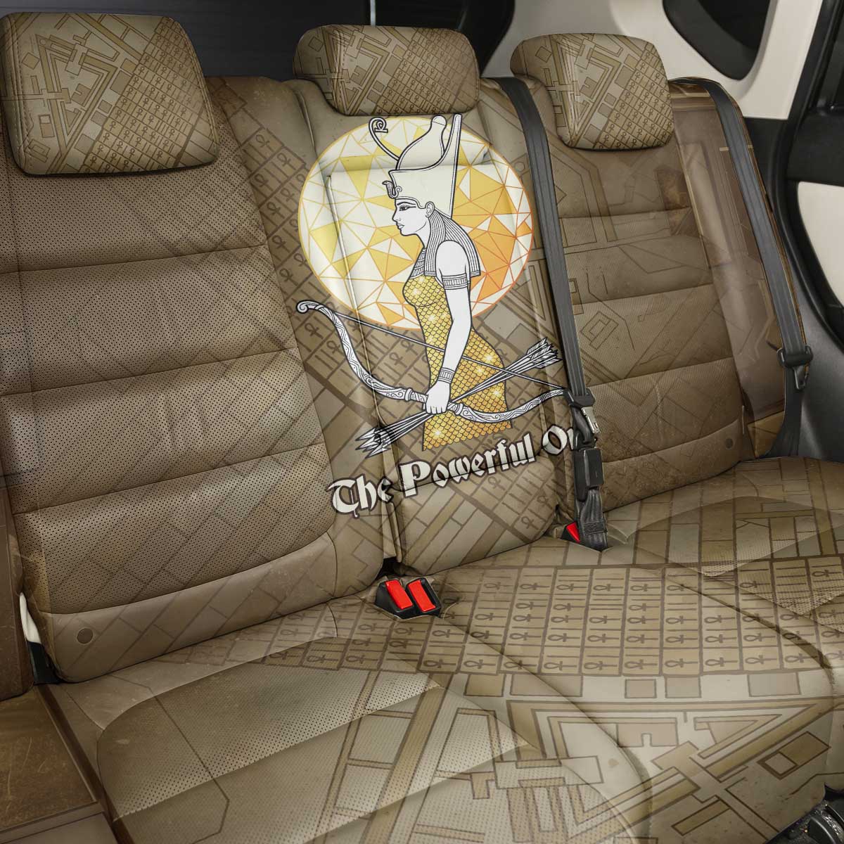 Wosret Egyptian Back Car Seat Cover with Golden Scepter and Archer Motif in Ancient Protector