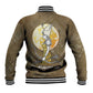 Wosret Egyptian Baseball Jacket with Golden Scepter and Archer Motif in Ancient Protector