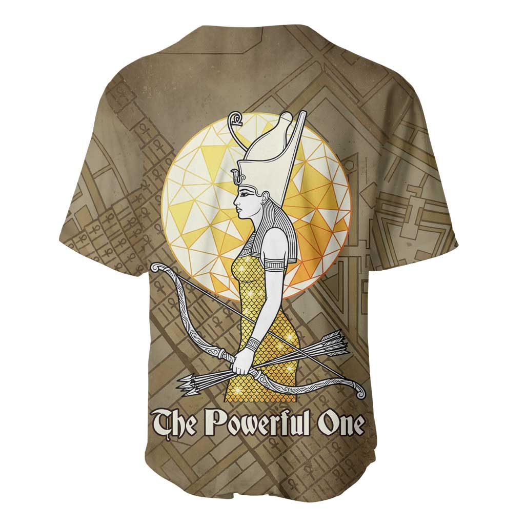 Wosret Egyptian Baseball Jersey with Golden Scepter and Archer Motif in Ancient Protector