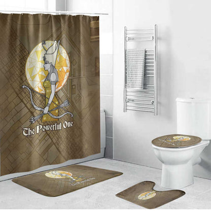 Wosret Egyptian Bathroom Set with Golden Scepter and Archer Motif in Ancient Protector