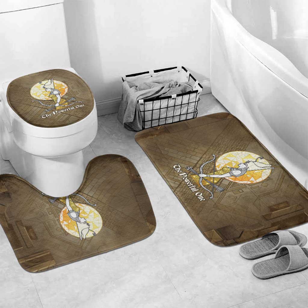 Wosret Egyptian Bathroom Set with Golden Scepter and Archer Motif in Ancient Protector