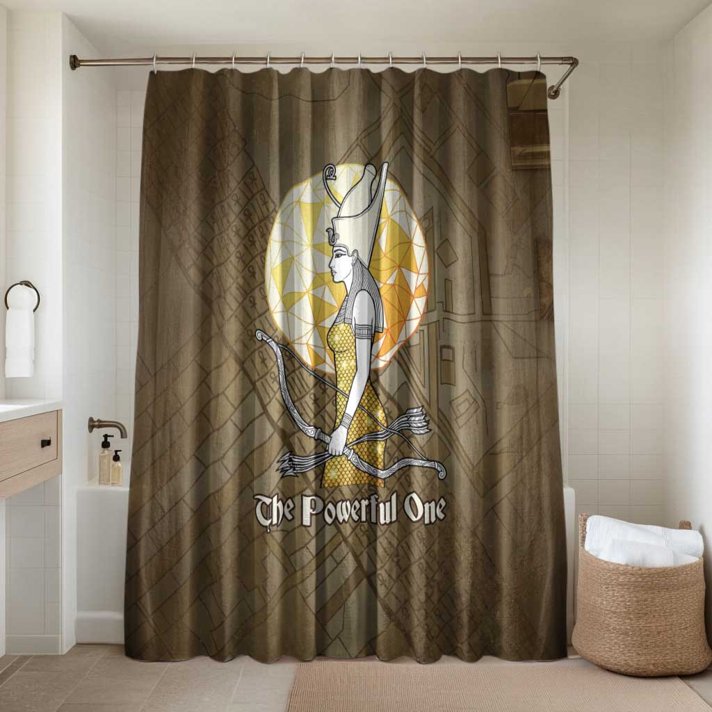 Wosret Egyptian Bathroom Set with Golden Scepter and Archer Motif in Ancient Protector