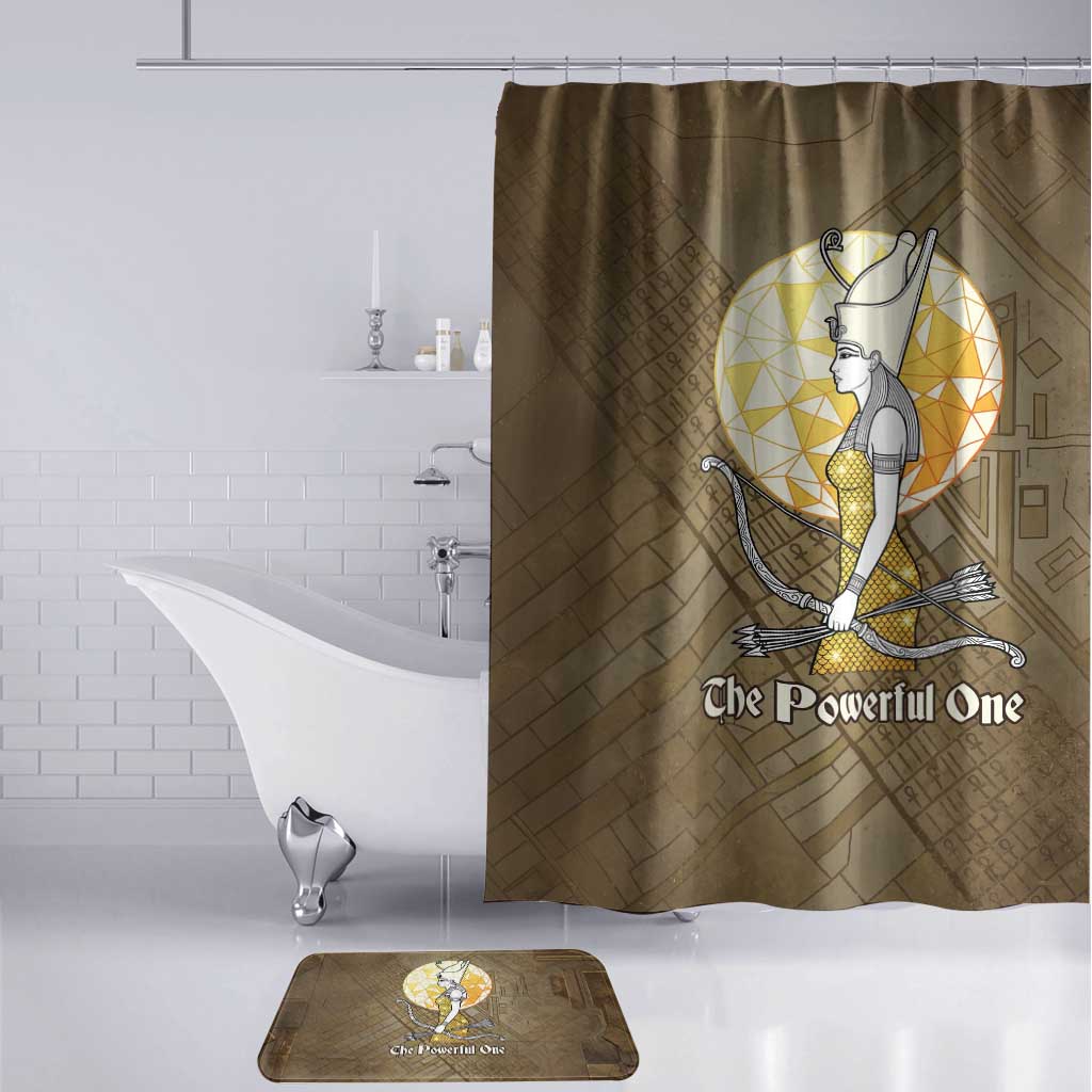 Wosret Egyptian Bathroom Set with Golden Scepter and Archer Motif in Ancient Protector