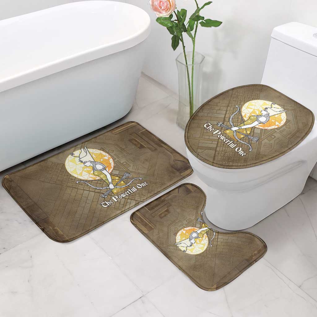 Wosret Egyptian Bathroom Set with Golden Scepter and Archer Motif in Ancient Protector