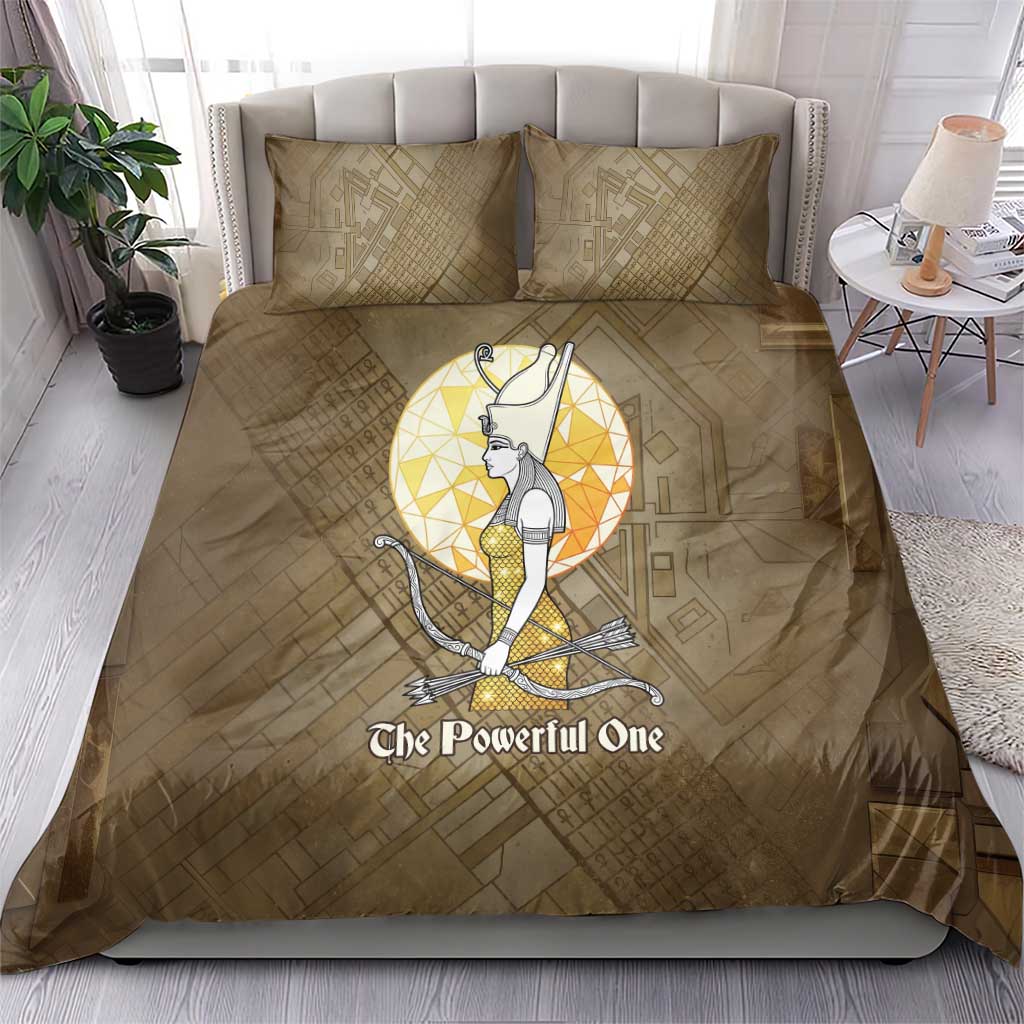 Wosret Egyptian Bedding Set with Golden Scepter and Archer Motif in Ancient Protector