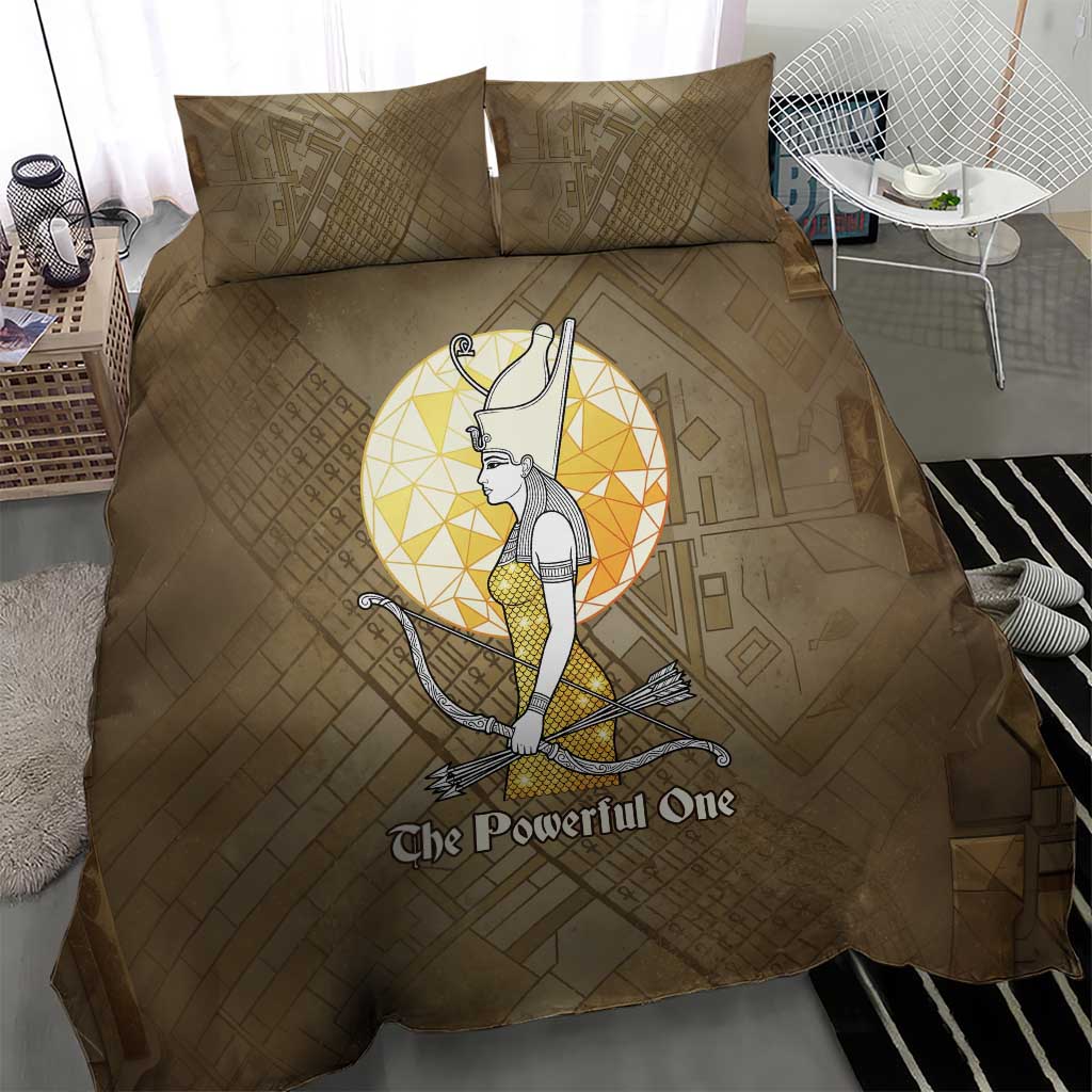Wosret Egyptian Bedding Set with Golden Scepter and Archer Motif in Ancient Protector