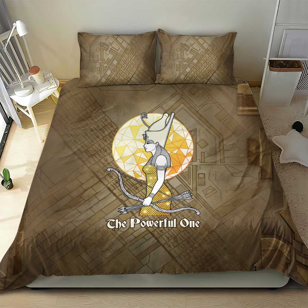Wosret Egyptian Bedding Set with Golden Scepter and Archer Motif in Ancient Protector