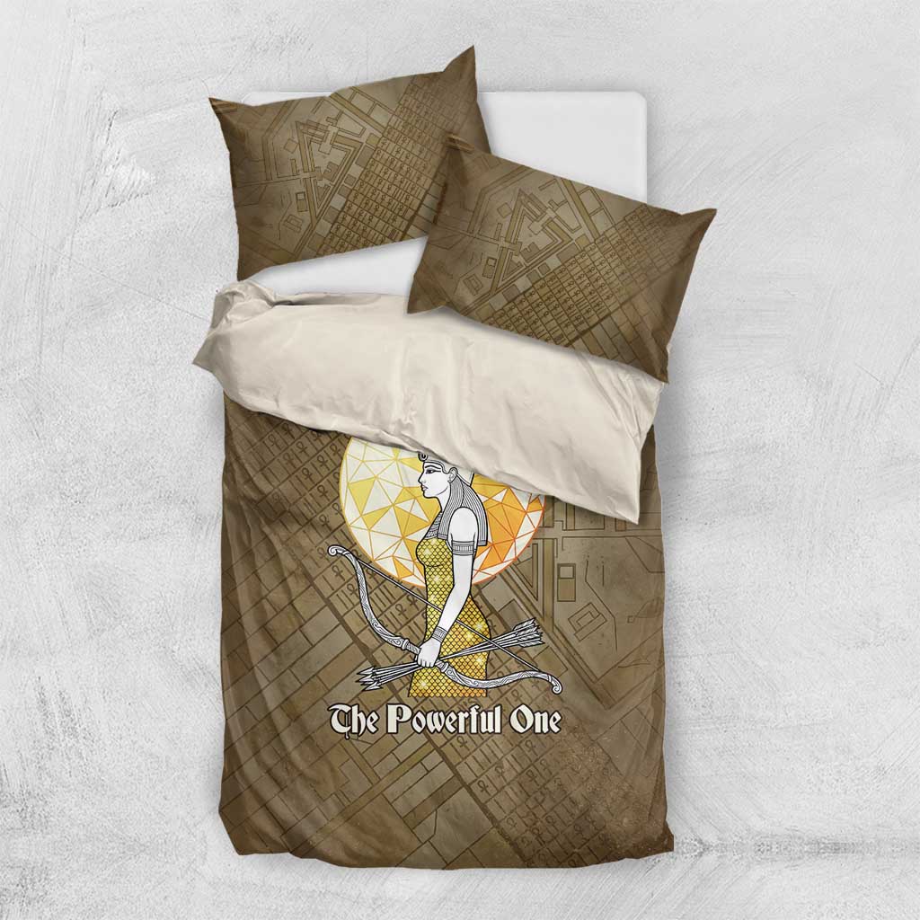 Wosret Egyptian Bedding Set with Golden Scepter and Archer Motif in Ancient Protector