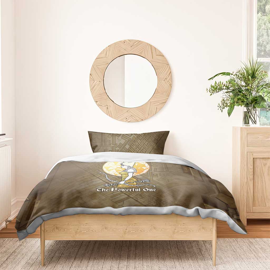 Wosret Egyptian Bedding Set with Golden Scepter and Archer Motif in Ancient Protector
