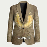 Wosret Egyptian Blazer with Golden Scepter and Archer Motif in Ancient Protector