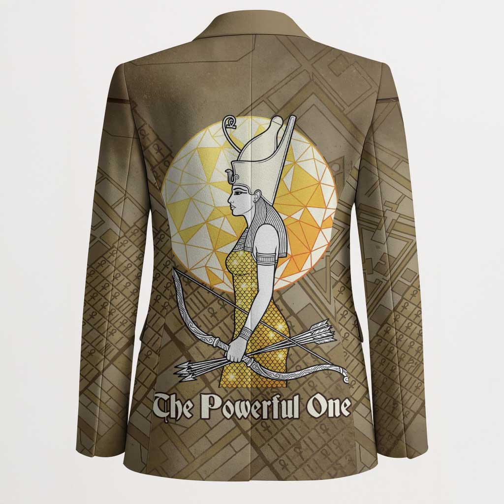 Wosret Egyptian Blazer with Golden Scepter and Archer Motif in Ancient Protector