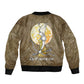 Wosret Egyptian Bomber Jacket with Golden Scepter and Archer Motif in Ancient Protector