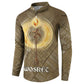 Wosret Egyptian Button Sweatshirt with Golden Scepter and Archer Motif in Ancient Protector