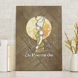 Wosret Egyptian Canvas Wall Art with Golden Scepter and Archer Motif in Ancient Protector