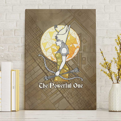 Wosret Egyptian Canvas Wall Art with Golden Scepter and Archer Motif in Ancient Protector