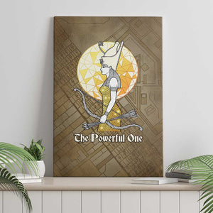 Wosret Egyptian Canvas Wall Art with Golden Scepter and Archer Motif in Ancient Protector