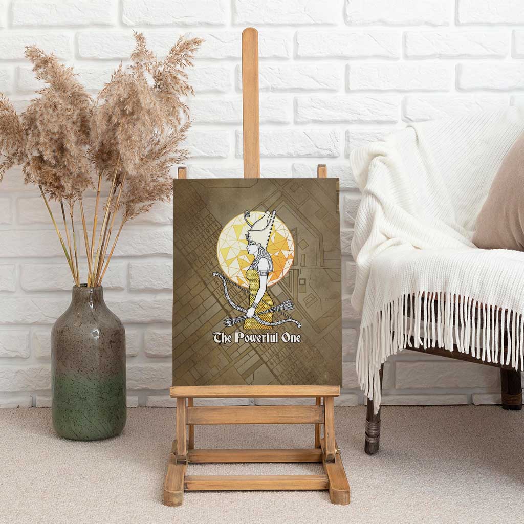 Wosret Egyptian Canvas Wall Art with Golden Scepter and Archer Motif in Ancient Protector