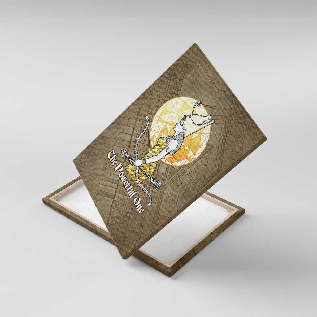 Wosret Egyptian Canvas Wall Art with Golden Scepter and Archer Motif in Ancient Protector