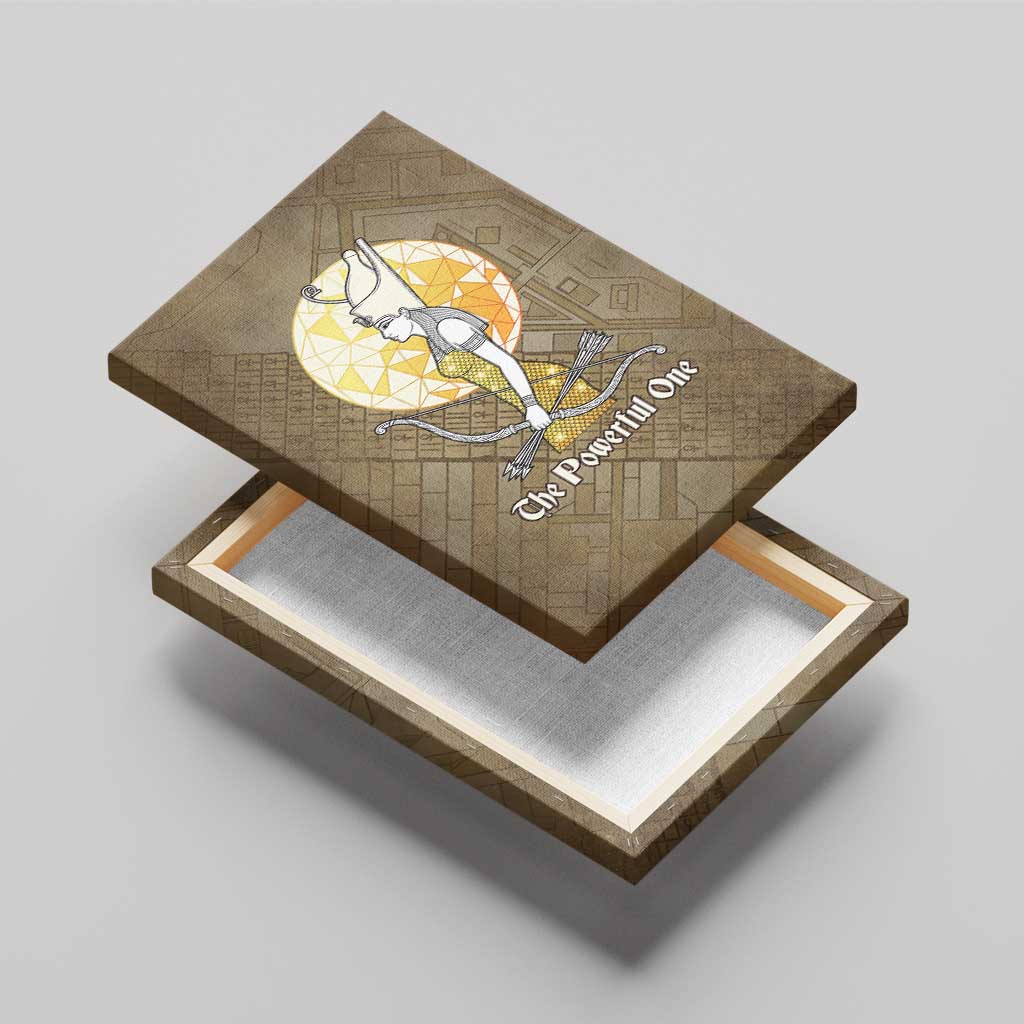 Wosret Egyptian Canvas Wall Art with Golden Scepter and Archer Motif in Ancient Protector