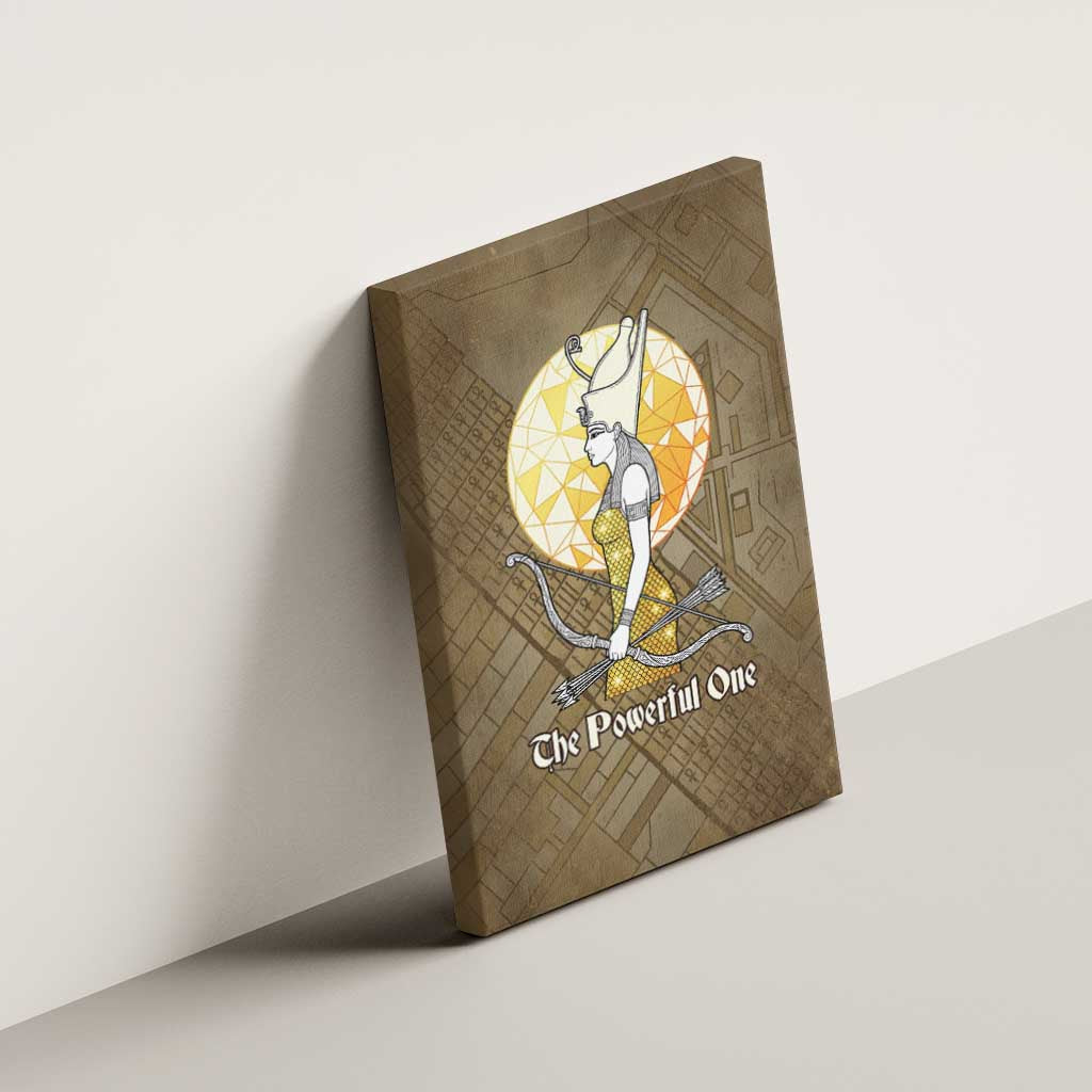 Wosret Egyptian Canvas Wall Art with Golden Scepter and Archer Motif in Ancient Protector