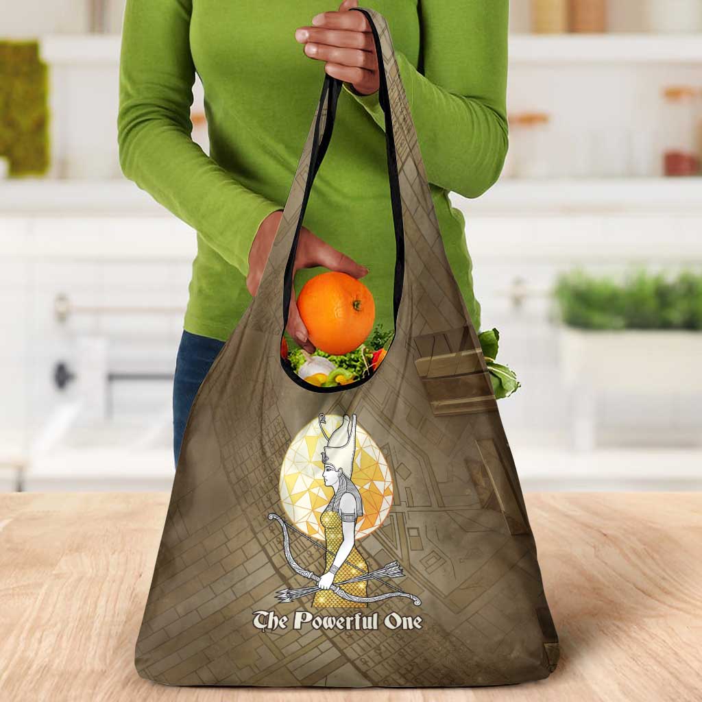 Wosret Egyptian Grocery Bag with Golden Scepter and Archer Motif in Ancient Protector