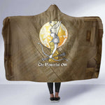 Wosret Egyptian Hooded Blanket with Golden Scepter and Archer Motif in Ancient Protector