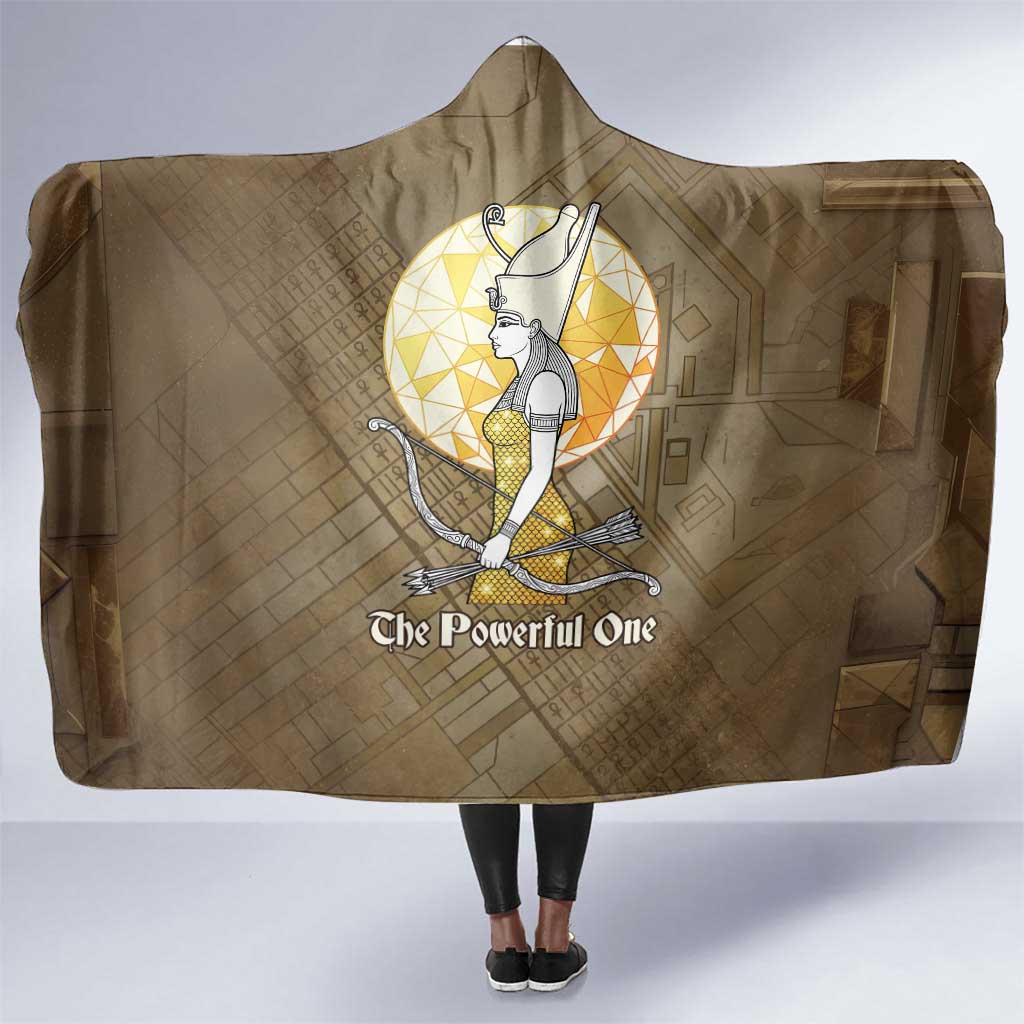 Wosret Egyptian Hooded Blanket with Golden Scepter and Archer Motif in Ancient Protector