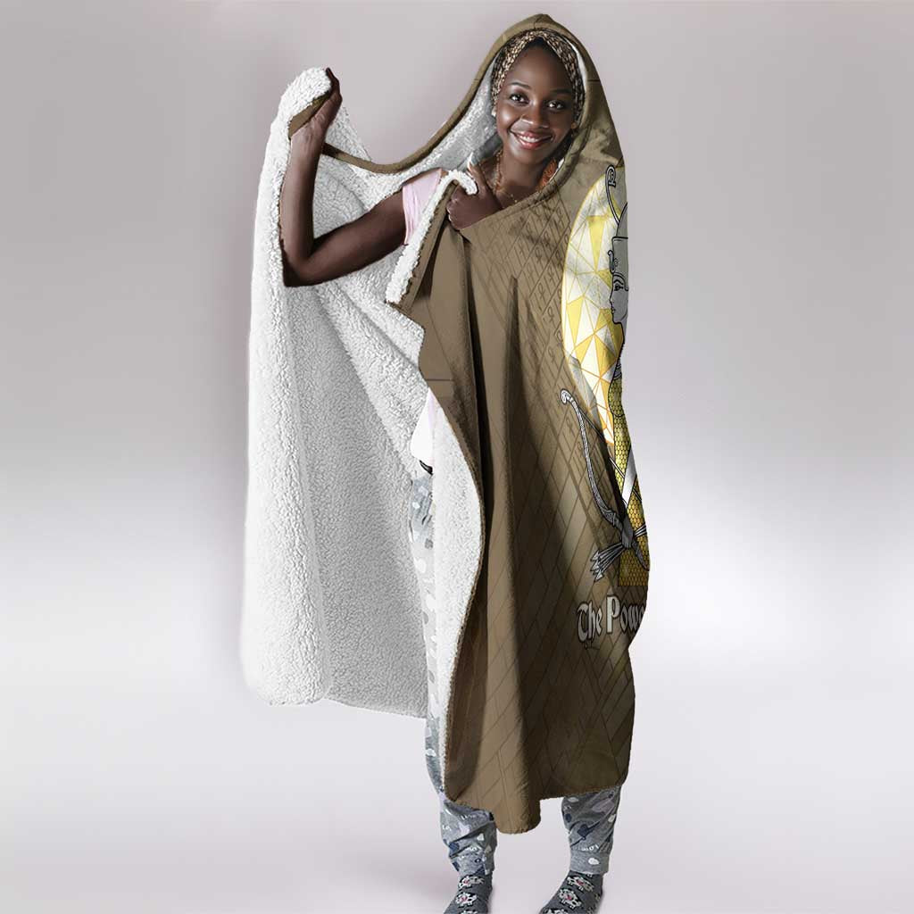 Wosret Egyptian Hooded Blanket with Golden Scepter and Archer Motif in Ancient Protector