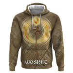 Wosret Egyptian Hoodie with Golden Scepter and Archer Motif in Ancient Protector