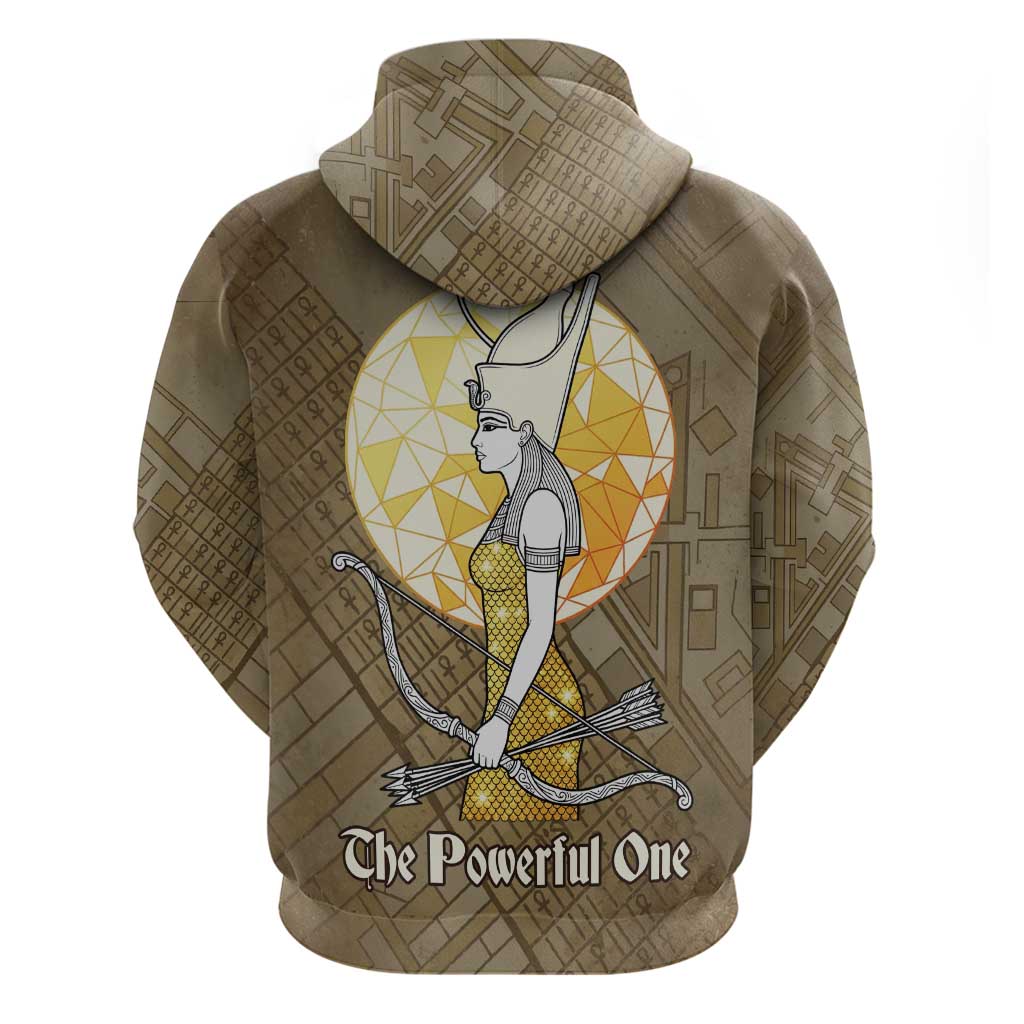 Wosret Egyptian Hoodie with Golden Scepter and Archer Motif in Ancient Protector