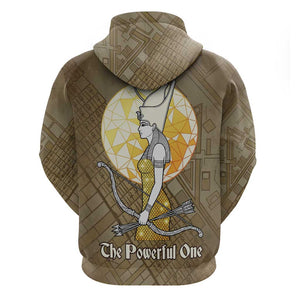 Wosret Egyptian Hoodie with Golden Scepter and Archer Motif in Ancient Protector