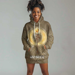 Wosret Egyptian Hoodie Dress with Golden Scepter and Archer Motif in Ancient Protector