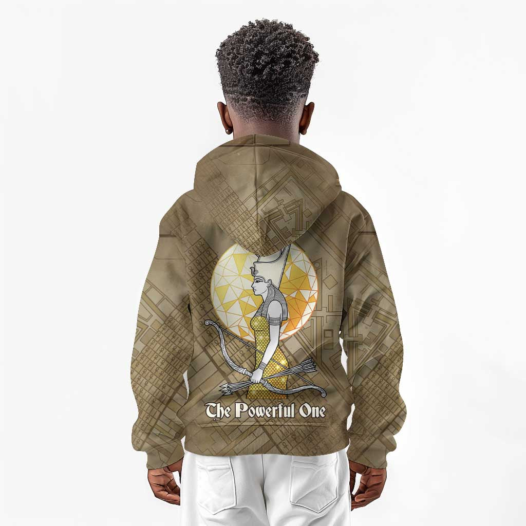 Wosret Egyptian Kid Hoodie with Golden Scepter and Archer Motif in Ancient Protector