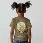 Wosret Egyptian Kid T shirt with Golden Scepter and Archer Motif in Ancient Protector