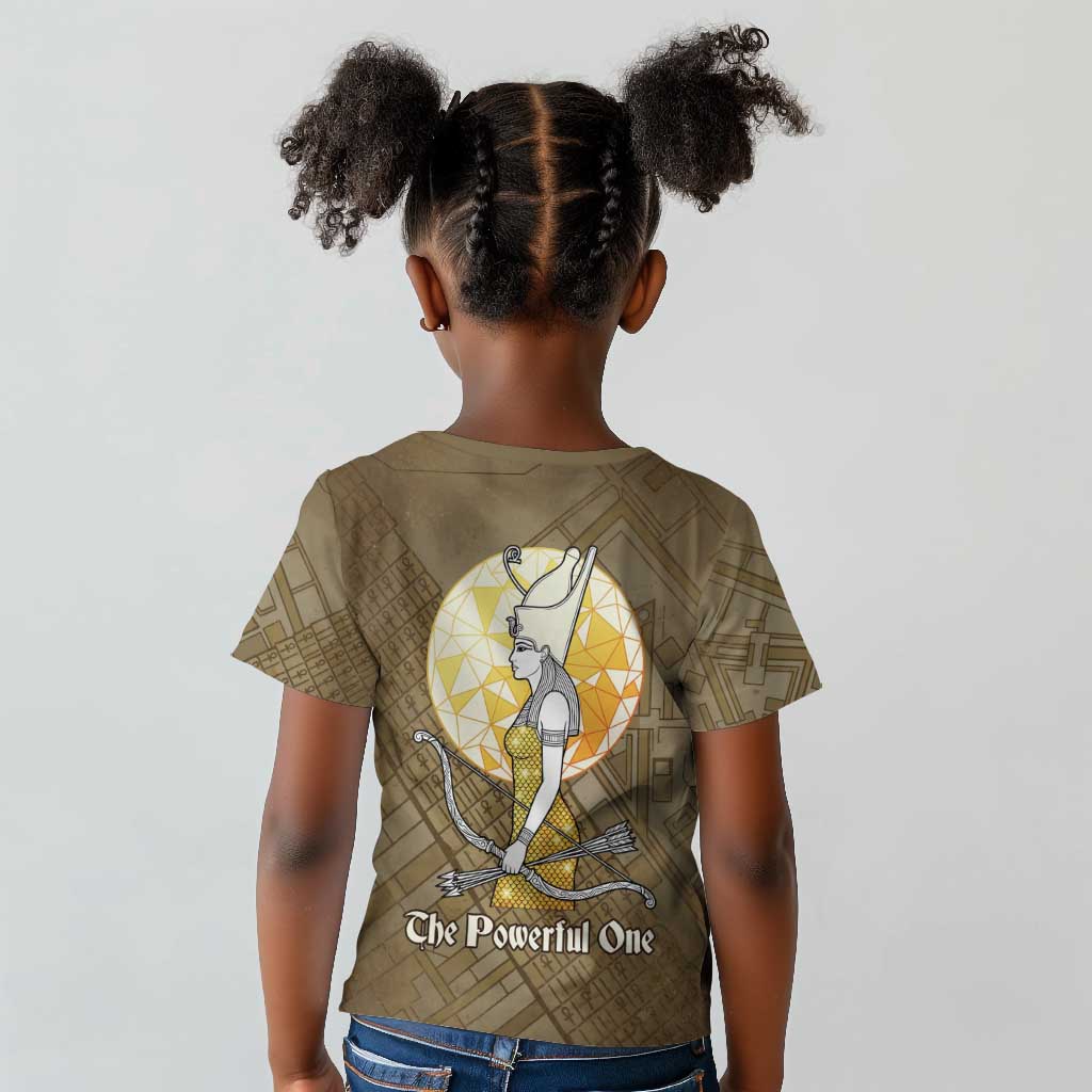 Wosret Egyptian Kid T shirt with Golden Scepter and Archer Motif in Ancient Protector